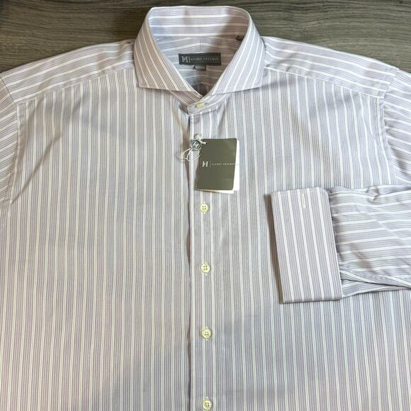 Hickey Freeman Dress Shirt Size 17 X-Long French Cuff Striped Executive Office - Picture 10 of 16